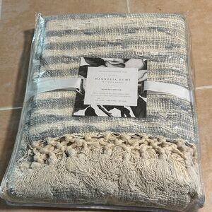 Magnolia Home Blue and Cream Throw Blanket